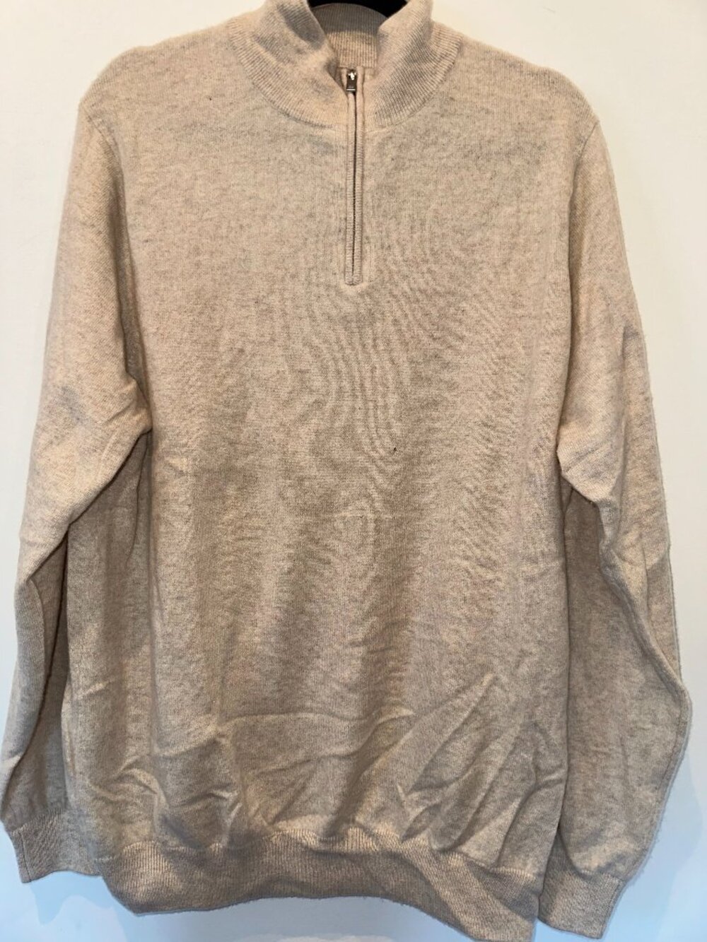 NAADAM Beige 100% Cashmere Quarter Zip Pullover Sweater Luxury Knitwear